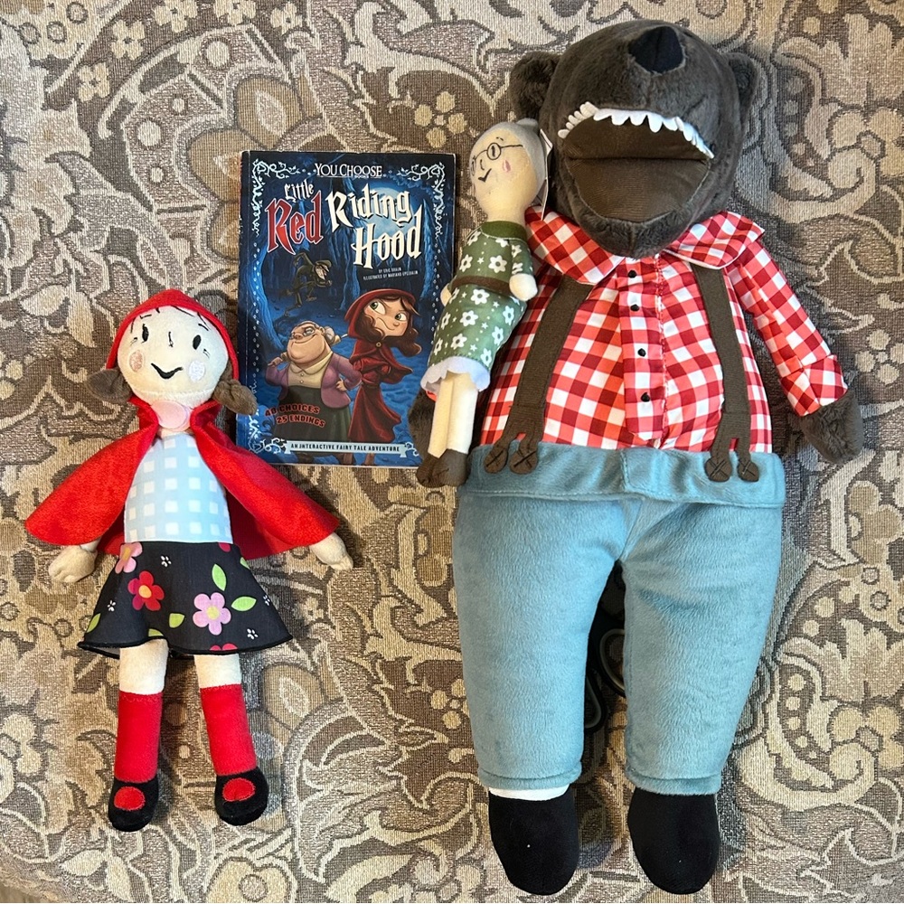 Set of 3 IKEA Little Red Riding Hood Plushies with Matching “You Choose” Book